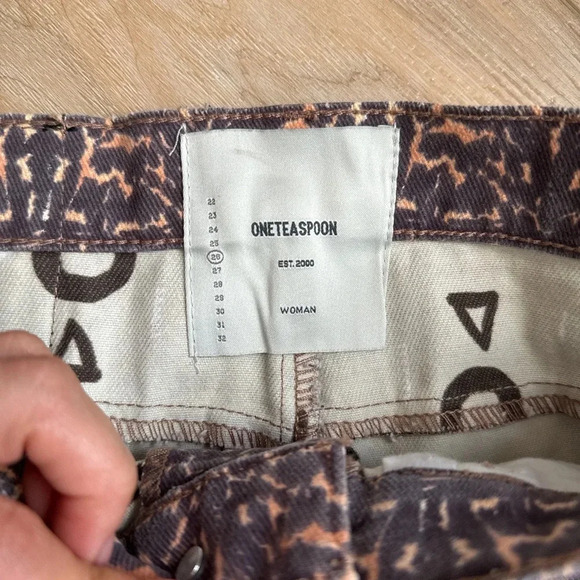 One Teaspoon Womens Mini Skirt Size 26 Azteca Leopard Vanguard Button Front - Picture 2 of 4